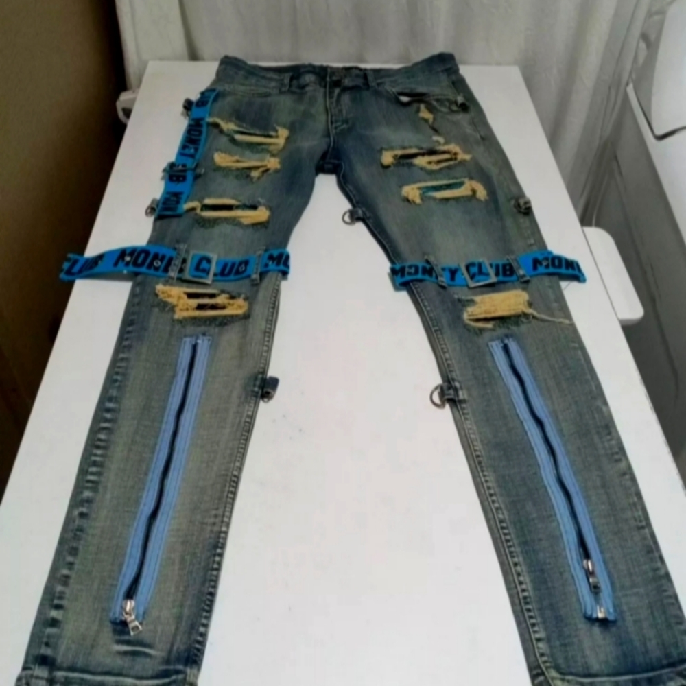 Money Club Jeans Cotton Strap Mens Denim Y2K size 38